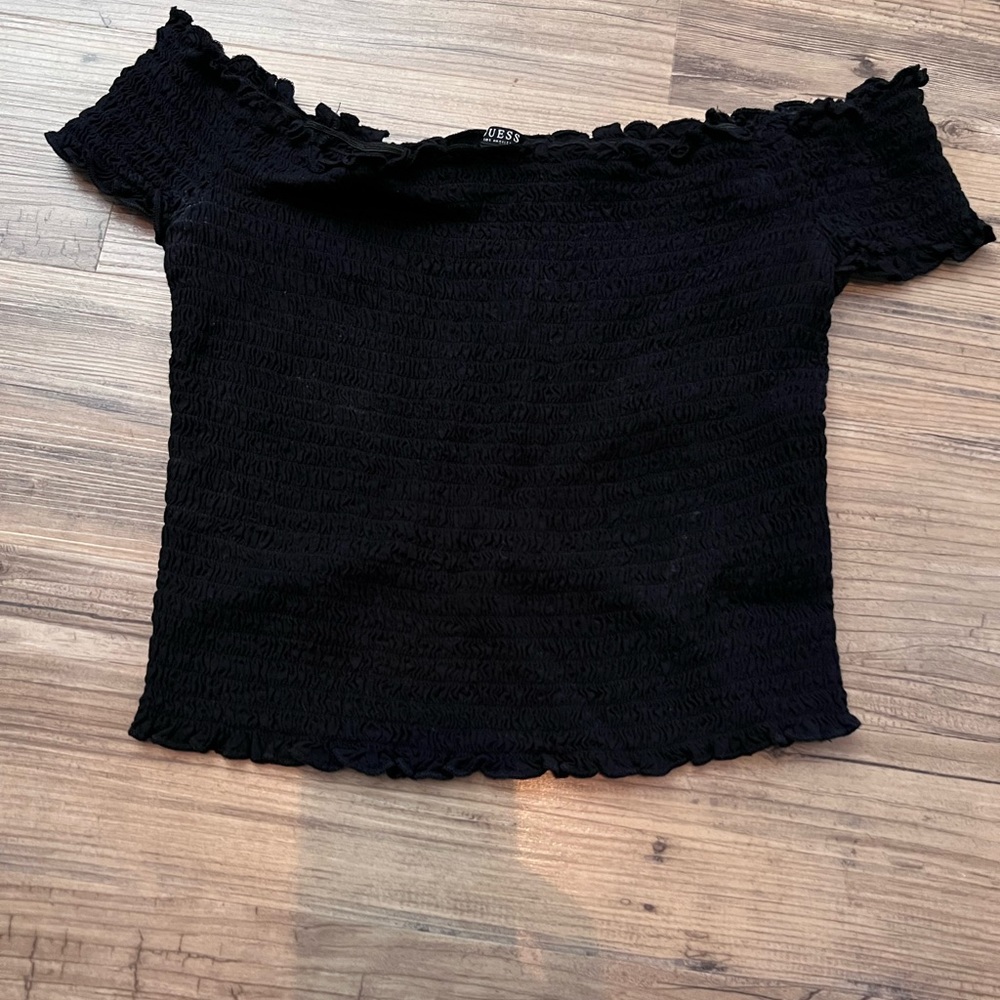 Black off the shoulder crop top